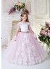 Short Sleeves Beaded Lace Tulle Elegant Flower Girl Dress Short Sleeves Beaded Lace Tulle Elegant Flower Girl Dress